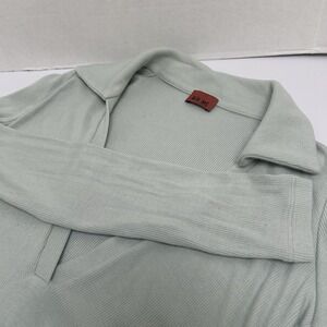 Alix NYC Long Sleeved Collared  Green/Blue V-Neck Bodysuit ‎ Size Large Modal